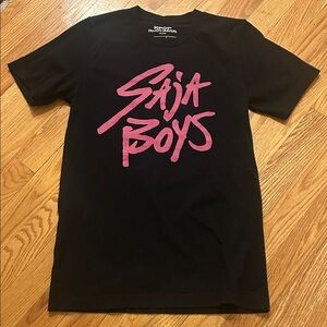 Netflix Saja Boys Black Tee with Pink Graphic